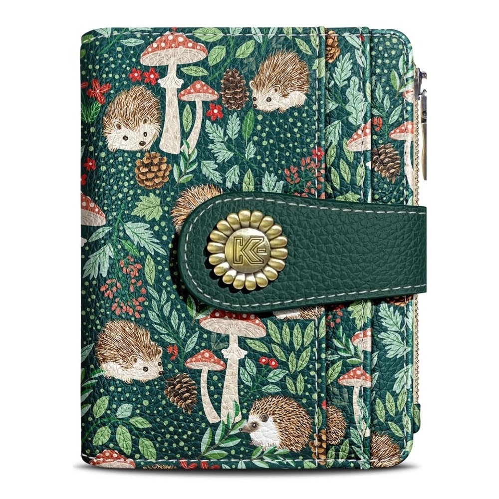 NEW Hedgehog Mushroom Wallet Bifold Zipper Coin Pocket